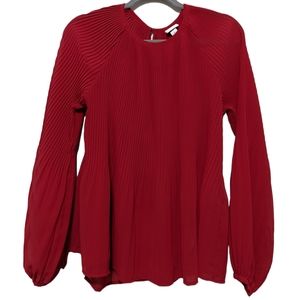 A NEW DAY Red Sheer Pleats Over Lay Top Size Large.